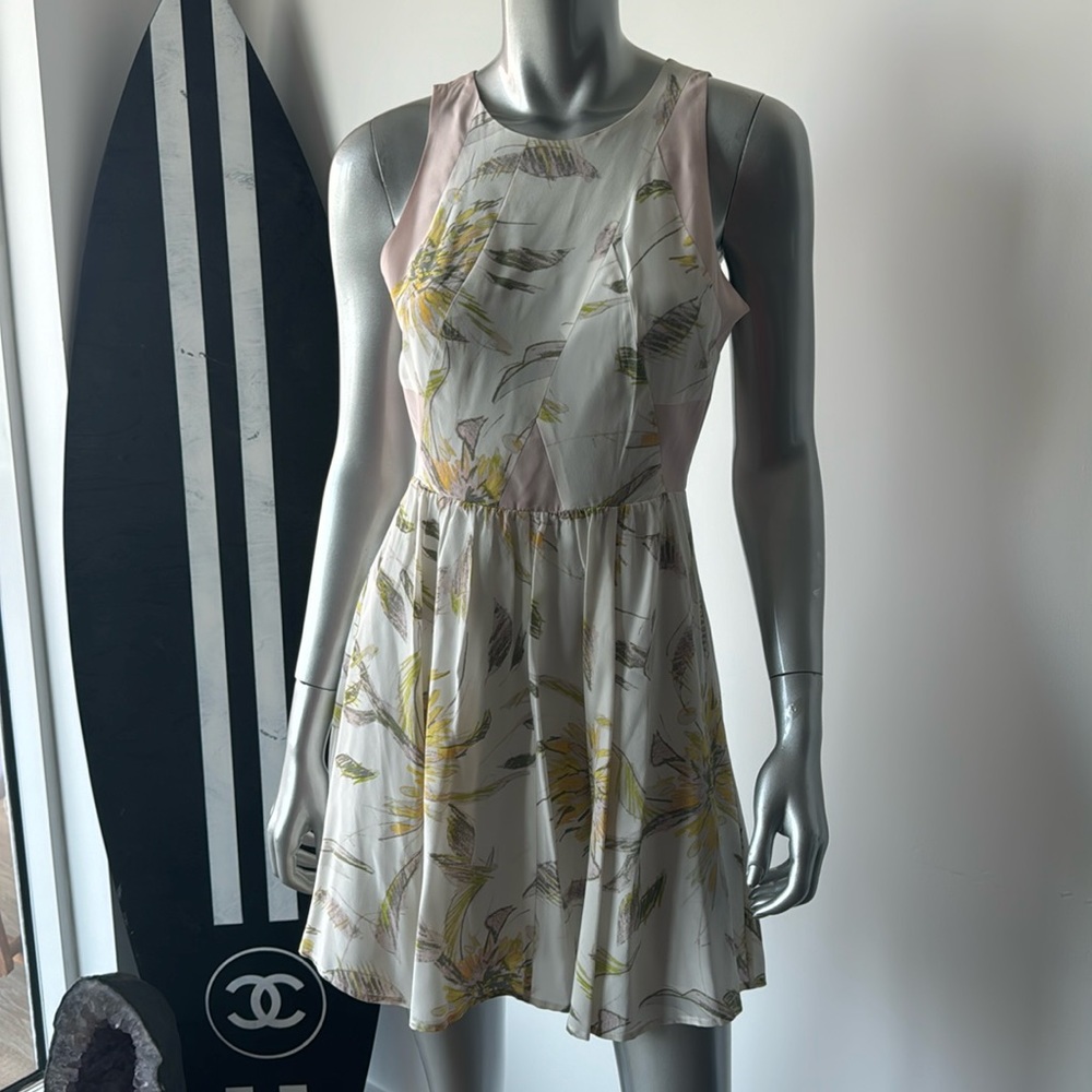 Pastel printed hundred percent silk dress